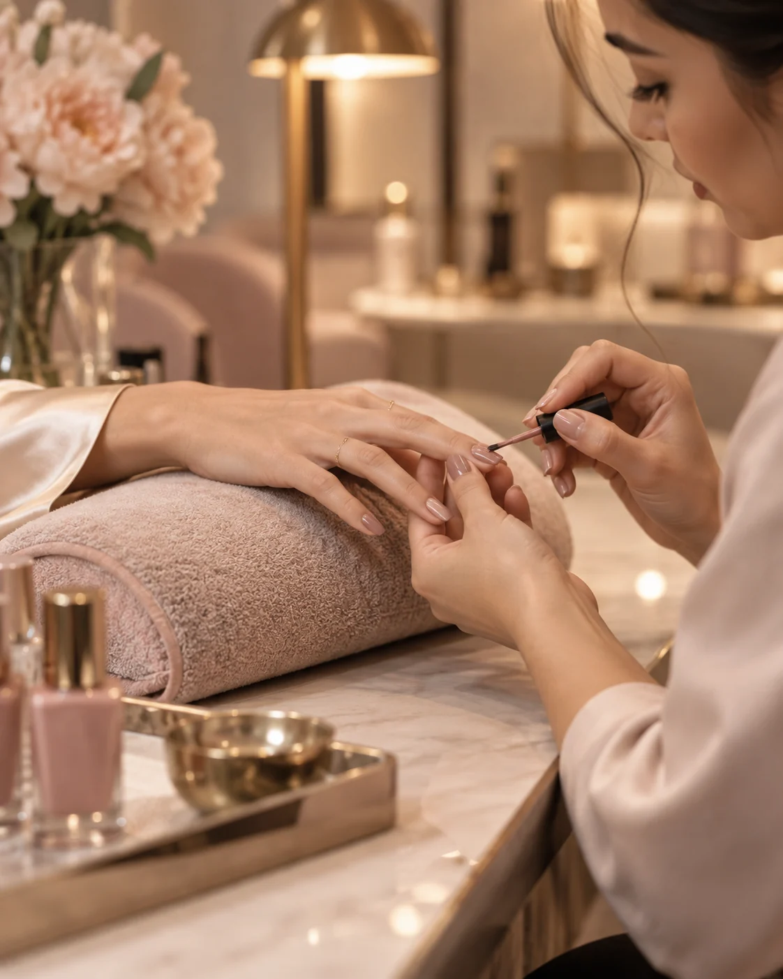 Manicure treatment in a nail salon
