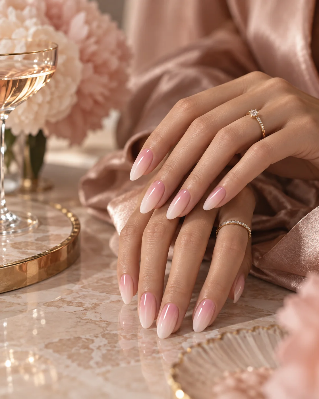 Editorial pink manicure close-up